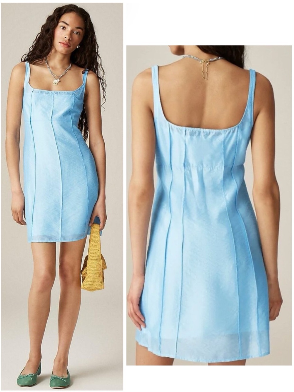 J.CREW Women’s Size 10 Calm Blue Collection Sheer Sleeveless Organza Slip Dress